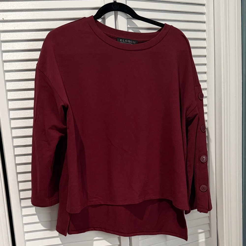 Eloquii Women's Burgundy Long Sleeve Top